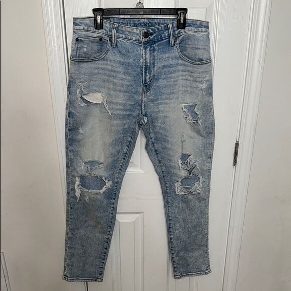 American Eagle Distressed Light Blue Men's Jeans - Picture 1 of 12